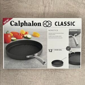 Calphalon Classic 12” round grill pan, New in box, Non-Stick Black Grill Pan